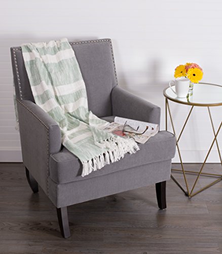 DII Mid-Century Modern Slub Stripe Woven Throw, Mint, 50x60 - color: Mint