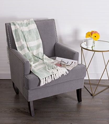 DII Mid-Century Modern Slub Stripe Woven Throw, Mint, 50x60 - color: Mint