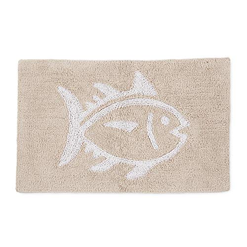 Southern Tide Reversible Bath Rug – 100% Cotton, Soft & Absorbent – Double-Sided Design with Signature Skipjack – Machine Washable Coastal Accent Rug – 20" x 32" – Sand - color: Beige