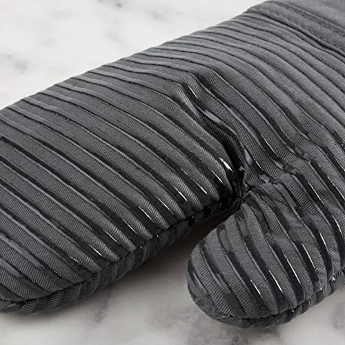 KitchenAid Quilted Cotton Terry Cloth Oven Mitt, Pot Holder, Kitchen Towel 4-Pack Set, Heat Resistant, Silicone Grip, Gift Set, Charcoal Grey, 16"x26", 7"x13" & 7"x10" - color: Charcoal Grey