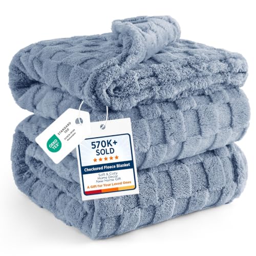 Bedsure GentleSoft Full Size Blankets for Bed Ashley Blue - Super Soft Cozy Fleece Blanket for Kids Girls, Large Fuzzy Throws for Bedroom Decor, 84x90 Inches - color: 02 Ashley Blue, size: Full (84" X 90")