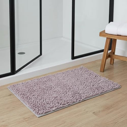 TOYANDONA Non Slip Chenille Bath Mat for Bathroom with Water Absorbent and Exceptional Softness, Stylish Design, Machine Washable, 35.43x23.62in, for Vacation Properties and Vanities