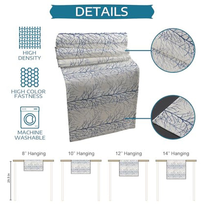 Table Runner and Placemats Set of 4 Tree Branch Decorative Dining Table Runner with Matching Placemats Plant Blue Table Decor for Kitchen Dining Room and Everyday Use 13x90in - size: 13"x90"+4pcs