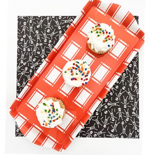 Orange Plaid Melamine Serving Tray with Handles Vibrant Seasonal Platter | By Sprinkles & Confetti Lightweight Shatter-Resistant BPA-Free Holidays Appetizers Parties Entertaining Food Displays - color: Orange Plaid