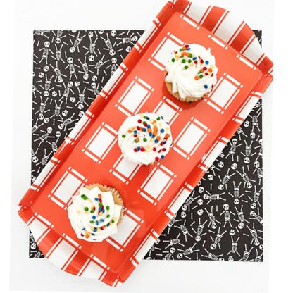 Orange Plaid Melamine Serving Tray with Handles Vibrant Seasonal Platter | By Sprinkles & Confetti Lightweight Shatter-Resistant BPA-Free Holidays Appetizers Parties Entertaining Food Displays - color: Orange Plaid