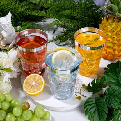 I00000 200 Pack 12 oz Silver Plastic Cups, Premium Silver Disposable Cups | BPA-Free, Heavy Duty, Everyday Use, Bulk Catering, Wine Glasses, Cocktail Glasses, Silver Cups Perfect for Party & Wedding - color: 12-Silver-200