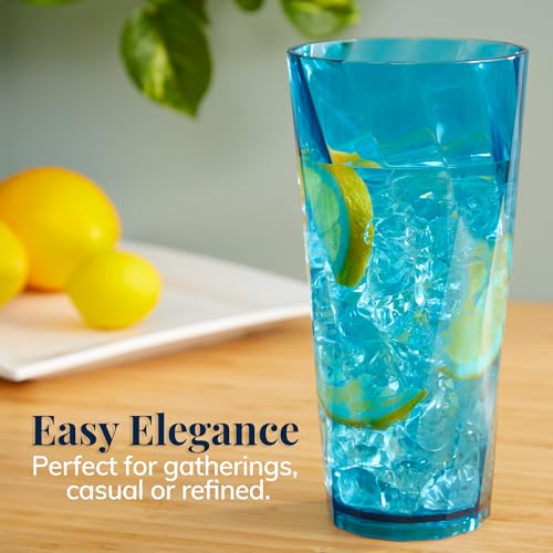 US Acrylic Optix Plastic Reusable Drinking Glasses (Set of 8) 26oz Iced-Tea Cups in Jewel Tone Colors | BPA-Free Tumblers, Made in USA | Top-Rack Dishwasher Safe - size: 26 ounces