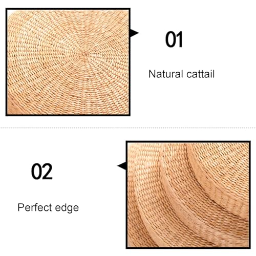 Tatami Floor Pillow Sitting Cushion Bigger Size - Round Hand Woven Seat Cushion,Japanese Style Breathable Padded Knitted Straw Meditation Cushions for Zen, Yoga Practice or Room Floor (45cm) - size: 45cm