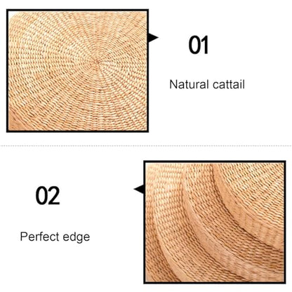 Tatami Floor Pillow Sitting Cushion Bigger Size - Round Hand Woven Seat Cushion,Japanese Style Breathable Padded Knitted Straw Meditation Cushions for Zen, Yoga Practice or Room Floor (40cm) - size: 40cm