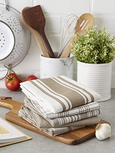 DII Assorted Woven, Kitchen Dishtowel Set, 18x28, Brown, 5 Piece - color: Brown