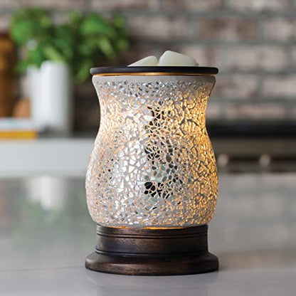 Candle Warmers ETC. Illumination Fragrance Warmer- Light-Up Warmer for Warming Scented Candle Wax Melts and Tarts or to Freshen Room, Reflection Mosaic Silver Glass - size: Reflection