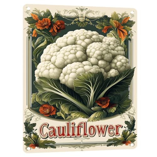 Cauliflower Vegetables Metal Tin Sign Vintage Wall Art for Kitchen Farmhouse Dining Room and Home Pantry Wall Decoration 12x16 Inch - color: Cauliflower Metal Tin Sign, size: 12x16inch(30x40cm)
