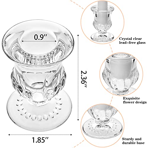 Glass Taper Candle Holders Set of 6 Clear Crystal Candle Holders for Candlesticks, Elegant Candlestick Holders for Table Centerpiece Wedding Party Christmas Thanksgiving Festival