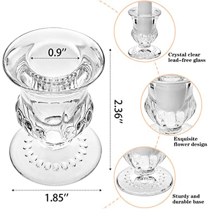 Glass Taper Candle Holders Set of 6 Clear Crystal Candle Holders for Candlesticks, Elegant Candlestick Holders for Table Centerpiece Wedding Party Christmas Thanksgiving Festival