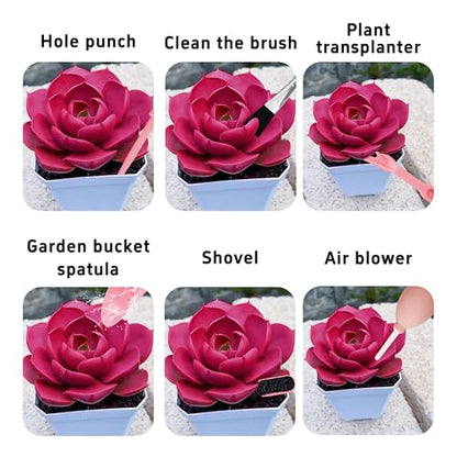 6Pcs Mini Succulent Tools Set, Garden Hand Tools Kit for Indoor Plant Care, Succulent Bonsai Miniature Garden Tool Set, Small Gardening Tools for Transplanting Digging Planting, Pink - style: Pink
