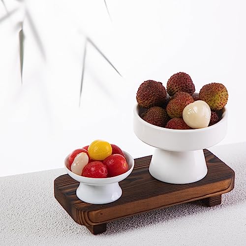 FLYIEE Wood Risers for Decor Display, Bathroom Counter Sink Decor, Dish Soap Tray Wood Tray for Kitchen Counter, Small Wooden Soap Stand, Wood Soap Pedestal, Soap Dispenser Stand Modern Farmhouse