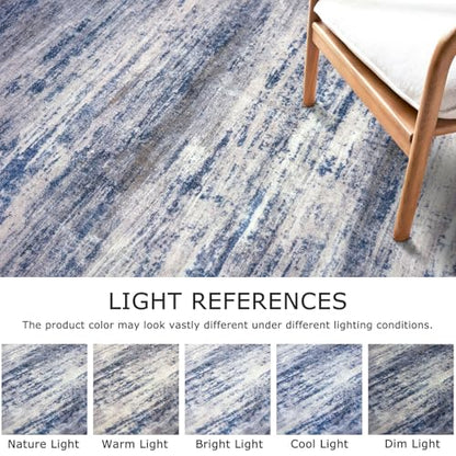 KOZYFLY Modern Abstract Hallway Runner Rug, 2.6x8 Washable Rug Runner Non-Slip Soft Striped Kitchen Runner Rugs, Print Grey Blue Carpet Runner for Entryway Bathroom Laundry Room Foyer - color: Blue-grey, size: 2'8" x 8' (Runner)