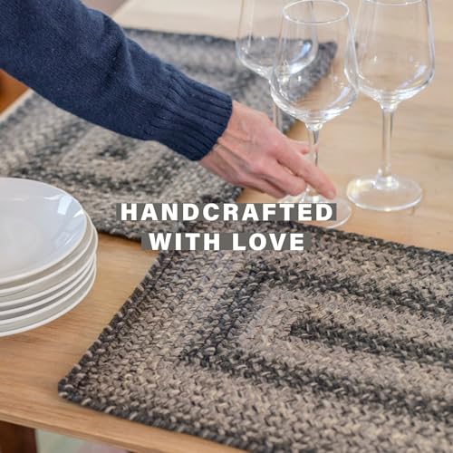 Homespice Flint Hill Jute Braided Placemats, Rect 13x19 Set of 6 | Grey Protects Tabletop in Style and Everyday and Holiday Table Mats, Rich Colors, Reversible and Durable - color: Flint Hill