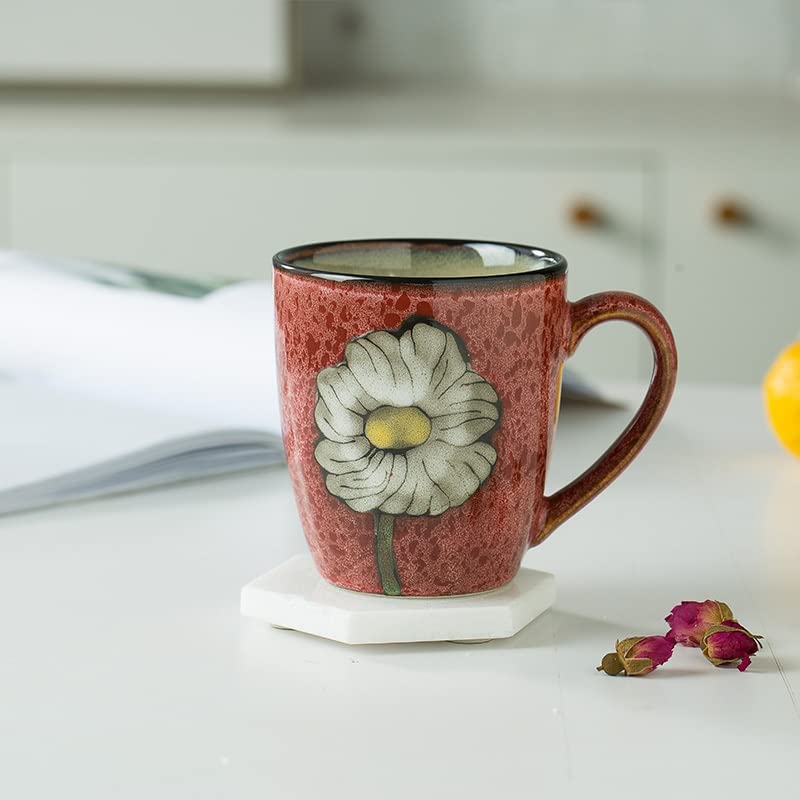 Ceramics 12oz Coffee mugs,Coffee cups,Tea mugs,Kiln Glazing Process,Microwave and Dishwasher Safe, Perfect For Tea, Espresso, Latte - Porcelain Mugs for Kitchen or Cafe (Red+Blue+Green+Pink)