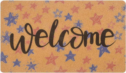 FGSS Patriotic 4th July Independ-Day Welcome-Door-Mats Holiday-Doormats - color: Red Blue Stars Welcome Mat