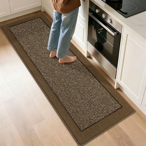 BEQHAUSE Kitchen Runner Rug 24"x72", Non Slip Kitchen Mat Washable, Brown | Kitchen Mats for Floor, Extra Absorbent and Stain Resistant Kitchen Rugs for Laundry, Entryway, Hallway & Sink - color: Brown, size: 24" X 72" (Rectangular)