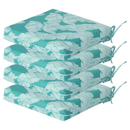 COZYVIDA Outdoor Chair Cushions Set of 4, 20"x20" Square Seat Pads with Tie Straps and YKK Zippers, 35D High-Density Foam, Water-Resistant Fabric,UV-Resistant 1000+ Hrs - color: Print 034