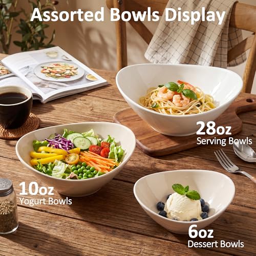 Teocera 7 Inch Salad Bowls Set of 4, 28 oz Large Bowls– Microwave & Dishwasher Safe, for Pasta, Snacks, White - color: White, size: 28 Ounce ( 4 Piece)
