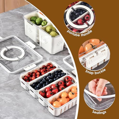 Snackle Box Container,2 Pack Divided Clear Snack Box Serving Tray with Lid and Handle,Charcuterie Board with Lid, Snack Organizer for Beach Picnic, Refrigerator Fresh, Party, Holidays and Travel - color: 8 Compartments+4 Compartments