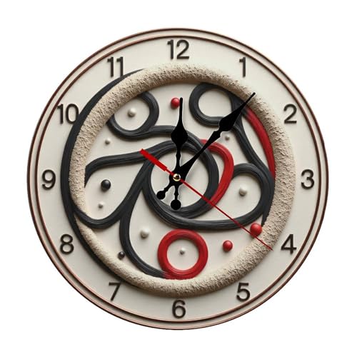 Wall Clock， Abstract Modern Non Ticking Wall Clocks Battery Operated， Beige Wooden Wall Clocks for Kitchen， Living Room， Bedroom， Office， Bathroom Decorative 25 * 25cm - color: Style-4