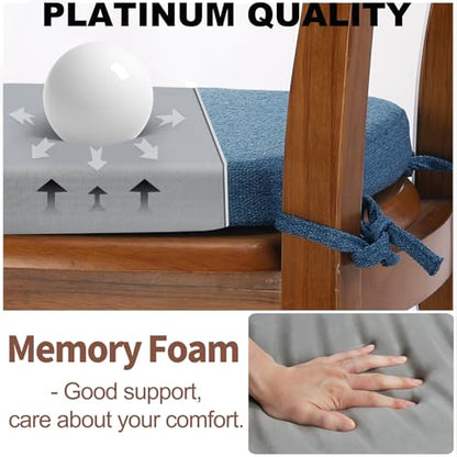 SINOSSO 1 Pack Memory Foam Chair Cushions for Dining Chair, Friendly Woven Fabric 16" U-Shape Comfortable Kitchen Chair Pad, Removable Slip Resistant Seat Cushion (1 Piece, Blue) - color: Blue