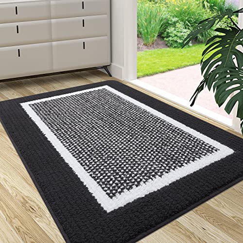 Colorxy Indoor Door Mat, Non-Slip Absorbent Resist Dirt Entrance Mat, Sturdy Low-Profile Inside Floor Carpet Mats, Washable Front Entry Doormats for Entryway, 59''x20'', Dark Grey - color: Dark Grey, size: 59''x20''