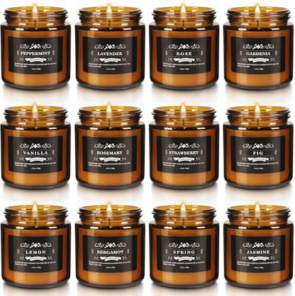 YOROXRG 12 Pcs Scented Candles with Added Natural Essential Oils, 3.05oz, Suitable for Various Festivals, Parties, Yoga, and Home Scene - color: 12 Brown