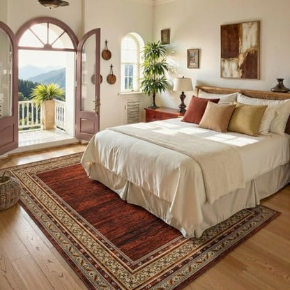 Modern Solid Area Rug 5x7 Washable Non Slip Neutral Rugs for Living Room, Non-Shedding Stain Resistant Bordered Throw Carpet, Neutral Foldable Floor Rugs for Bedroom Dining Table | Non Slip Neutral Border Non Shedding Stain Resistant Low Pile Foldable Rug