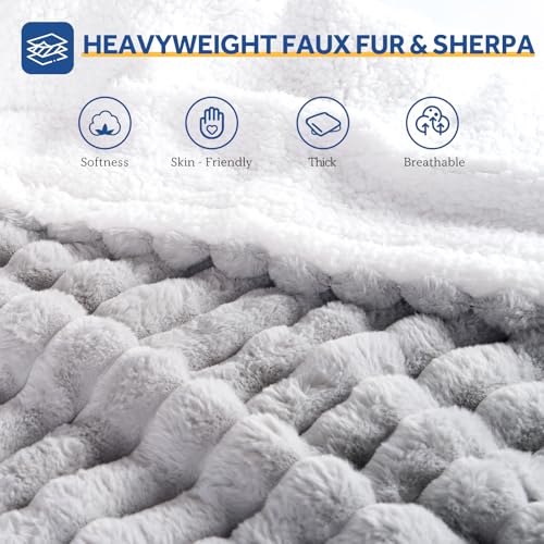 Sealy Electric Blanket Twin 62×84, Faux Fur to Sherpa, Grey | Heated Blanket with 10 Heating Levels, 1-12 Hours Auto Off, Overheat Protection, Machine Washable, ETC Certified - color: Light Grey, size: Twin Size 62" x 84"