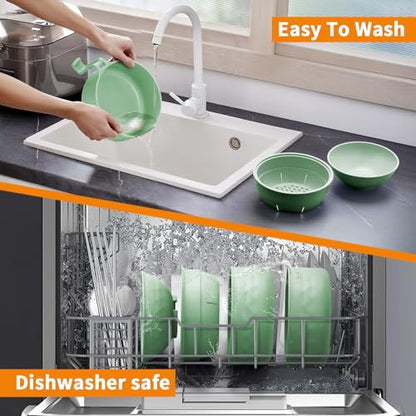 Ramen Cooker,32oz Ramen Bowl Set,Microwave Ramen Bowl, Microwave Bowl with Lid, Portable Noodle Bowls,for Home Office Dorm Room College gift (Green) - color: Green