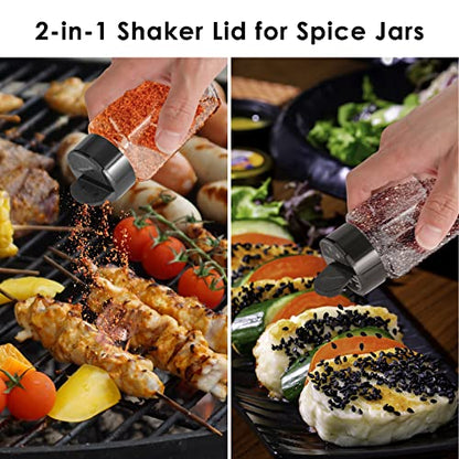Saiveina 12 Pack Glass Spice Jars with Labels, 4oz Spices Containers Spice Jars with Black Shaker Lids, Empty Containers for Spice, Silicone Funnel and Pen Included