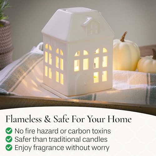 Candle Warmers Etc. Porcelain House Canopy Fragrance Warmer – Use with Any Wax Melts - size: Porcelain House