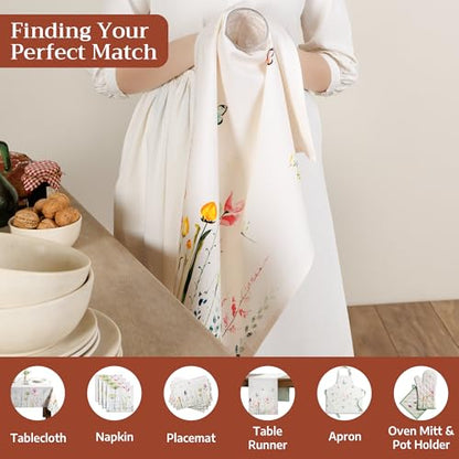 Maison d' Hermine Kitchen Towels Set of 3 Reusable 100% Cotton 27.50" x 20" | Cloth Tea Dish Towels Absorbent with Hanging Loop for Kitchen Dining Party Wedding Hotel Home Spring Summer - Botanical Fresh - color: 013 - Botanical Fresh