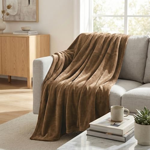 Americanflat 50x60 Fleece Throw Blanket - Soft and Breathable Throw Blanket for Couch, Bed, Chair - Fleece Blankets Perfect for Home, Bedroom, or Outdoor Use - Brown - color: Brown, size: 50x60