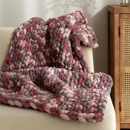 Jumbo Chunky Yarn for Hand Knitting - Super Thick Chenille Chunky Yarn for Crocheting - Extra Soft Bulky Fluffy Blanket Big Yarns 8 Jumbo Pack (27yds,8 oz Each Skein) - color: Blush Petal