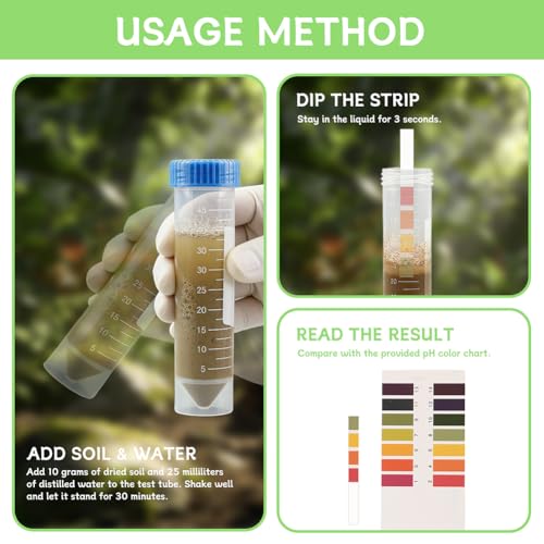 Soil Moisture Meter for Plants with pH Strips No Battery | 6.5 in soil moisture meter with Dry Moist Wet dial plus 25 pH strips for potted plants and potting soil checks