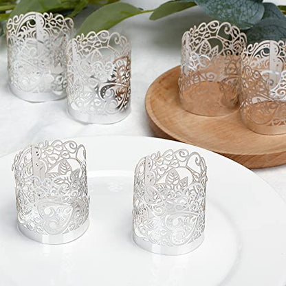 48PCS Votive Candles Holders Wraps, Silver Tea Light Candle Fairy | Home Decoration(no Bottom) - color: Silver