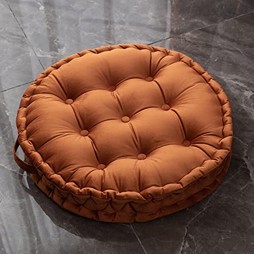 Orange Seat Cushion Soft Velvet Floor Seating Pillow for Living Room Decorative Round Pillow Yoga Meditation Cushion 24x24 - color: Orange