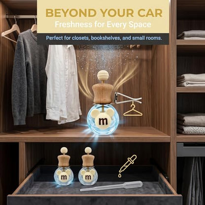 2 Pack Bear Car Vent Clip Diffuser Refillable Glass Bottle | Wood cap glass bottle with dropper, DIY essential oil freshener for car wardrobe bathroom home - size: Bear-A4 - 2PCS