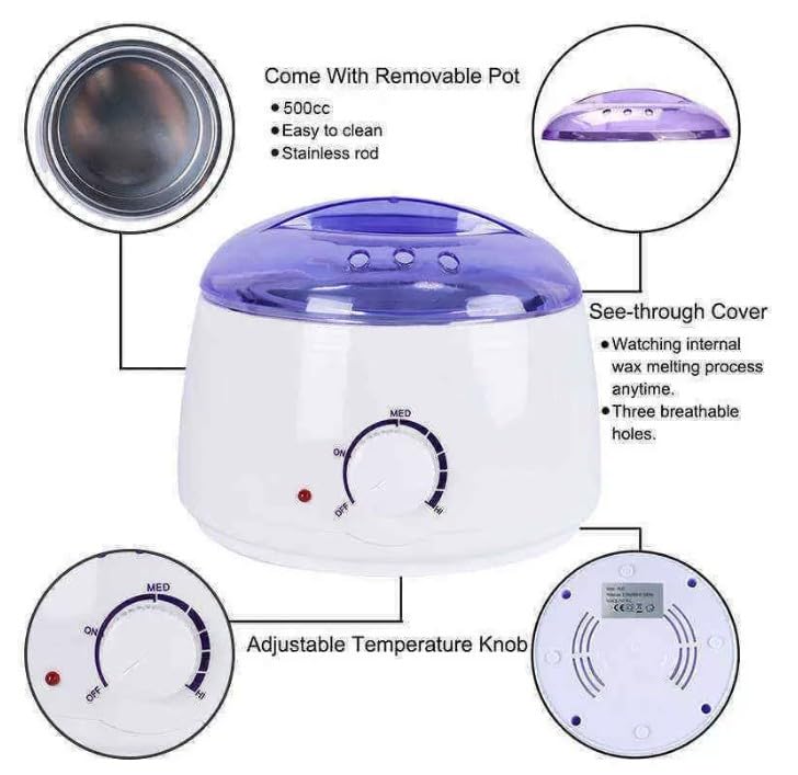 Professional Electric Wax Warmer and Heater for Soft, Paraffin Warm Crème and Strip Wax | Wax Melter for Hair Removal with Adjustable Temperature for Salon Quality Results