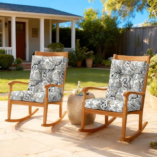 LVTXIII Outdoor Tufted Low Back Cushions Set of 2 Patio Seasonal Replacement Rocking Chair Cushion with Ties, Solid Seat and Back Chair Cushion, 42 L x 21W, Dailey Tan - color: Dailey Tan, size: 42x21x4
