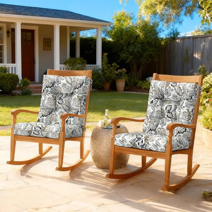LVTXIII Outdoor Tufted Low Back Cushions Set of 2 Patio Seasonal Replacement Rocking Chair Cushion with Ties, Solid Seat and Back Chair Cushion, 42 L x 21W, Dailey Tan - color: Dailey Tan, size: 42x21x4