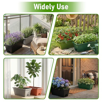 7 Pack 17 Inch Rectangular Plastic Window Box Planters(Brick-red) | Includes trowel, waterproof mat & gloves, perfect for indoor/outdoor herbs, veggies, and flowers - color: Brick-red