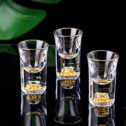 20ml (0.67 oz) Shot Glasses Set of 6, Crystal 20ml Glass Set for Vodka | Shot Cups Decorated with 24K Gold Flakes for Whiskey, Tequila, Mini Shot Glass Perfect for Party, Bar, Club - size: 6 Pack 20ml