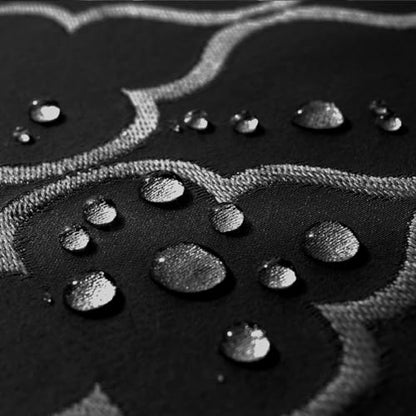 SASTYBALE Jacquard Tablecloth Rectangle, 60" x 102", Black | Damask Fabric, Water Resistant, Wrinkle Free Polyester, 8-10 Seats for Halloween Party, Kitchen Dining, Holiday Banquet Use - color: Black, size: 102" x 60" (Rectangular)